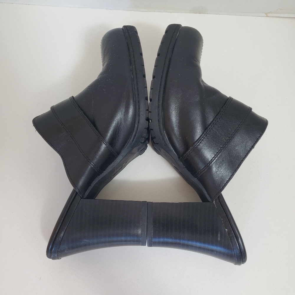 BOC Black Leather Heeled Clogs With Side Buckle Western, Size 9 - Picture 6 of 13